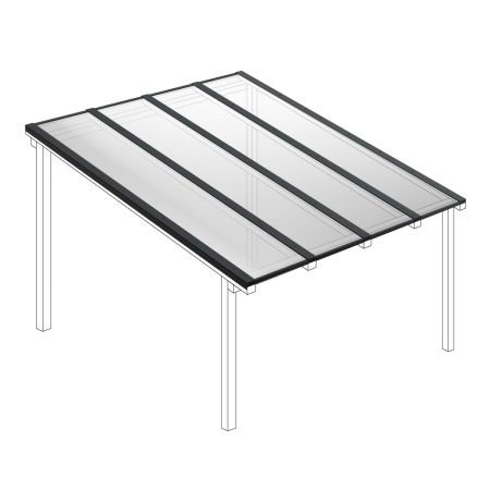Polycarbonaat kanaalplaten dak helder compleet, vrijstaand, breedte tot 4,06 m x diepte tot 5 m. Profielen antraciet