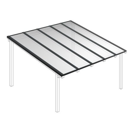 Polycarbonaat kanaalplaten dak helder compleet, vrijstaand, breedte tot 5,06 m x diepte tot 5 m. Profielen antraciet