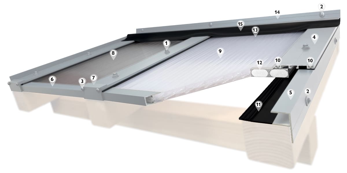 Konstruktion Komplettdach Polycarbonat Stegplatten